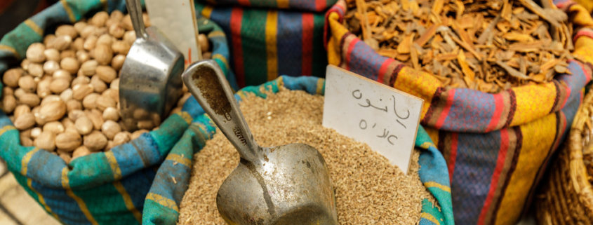 Different herbs and spices at the street market in Tel-Aviv