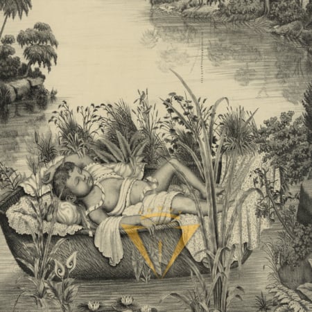 Baby Moses in the Reeds, by unknown artist, unknown date