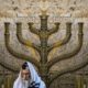 Color Photo of Western Wall with menorah: Jerusalem Photography